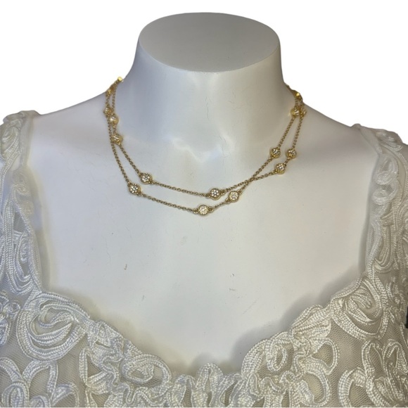 kate spade Gold Round Pave Crystal Zirconia Long Layered Necklace - Picture 4 of 8